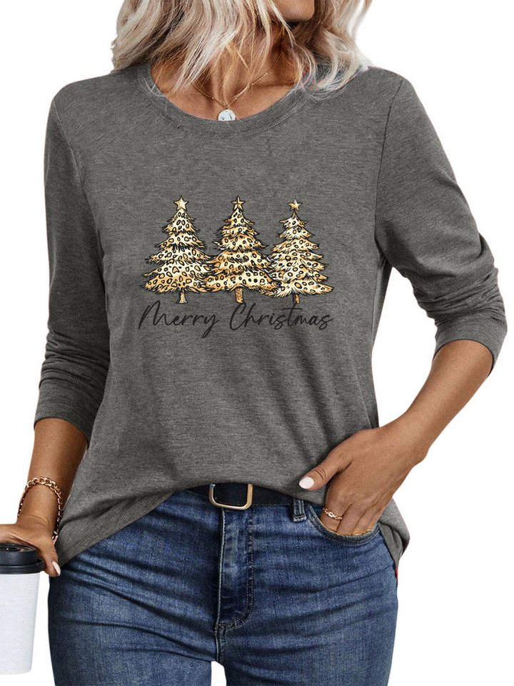 PYLIKE Longsleeve Damen Langarm Herbst Basic-Shirt mit Weihnachtsbaum Print Weihnachts-Sonderanfertigungen PYLIKE Longsleeve Damen Langarm Herbst Basic-Shirt mit Weihnachtsbaum Print Weihnachts-Sonderanfertigungen von PYLIKE