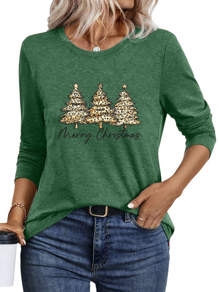 PYLIKE Longsleeve Damen Langarm Herbst Basic-Shirt mit Weihnachtsbaum Print Weihnachts-Sonderanfertigungen PYLIKE Longsleeve Damen Langarm Herbst Basic-Shirt mit Weihnachtsbaum Print Weihnachts-Sonderanfertigungen von PYLIKE