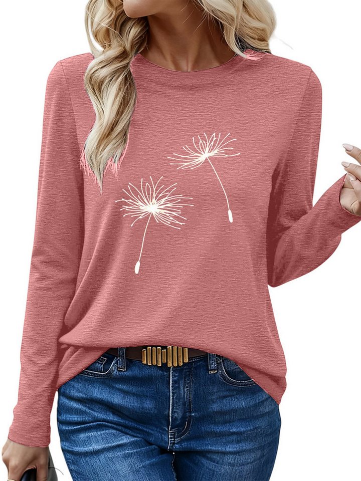 PYLIKE Longsleeve Damen bequemes Winter Longsleeve Shirt Lockere Tops mit Löwenzahn Geeignet für den täglichen Gebrauch im Büro und zu Hause PYLIKE Longsleeve Damen bequemes Winter Longsleeve Shirt Lockere Tops mit Löwenzahn Geeignet für den täglichen Gebrauch im Büro und zu Hause von PYLIKE