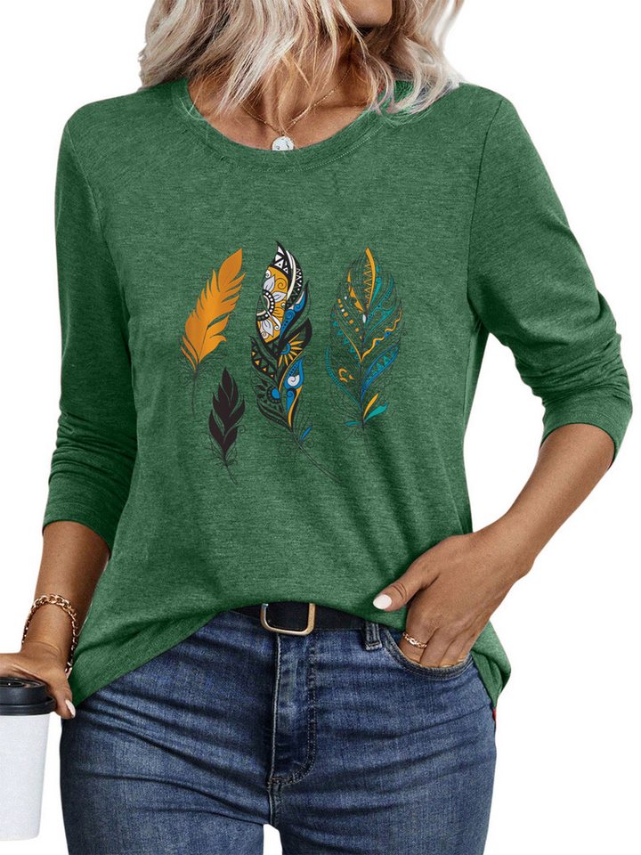 PYLIKE Longsleeve Shirts Damen Casual Böhmen Ausgefallene bequemes Langarmshirt Geeignet für den täglichen Gebrauch im Büro und zu Hause PYLIKE Longsleeve Shirts Damen Casual Böhmen Ausgefallene bequemes Langarmshirt Geeignet für den täglichen Gebrauch im Büro und zu Hause von PYLIKE
