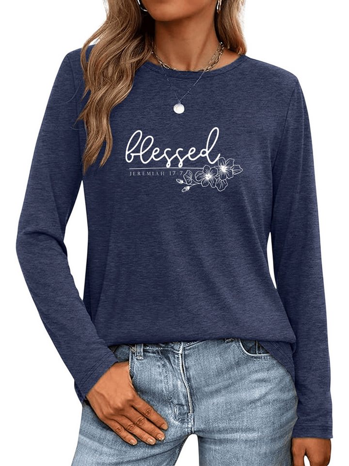 PYLIKE Longsleeve Shirts Damen Casual Brief Ausgefallene bequemes Langarmshirt Geeignet für den täglichen Gebrauch im Büro und zu Hause von PYLIKE