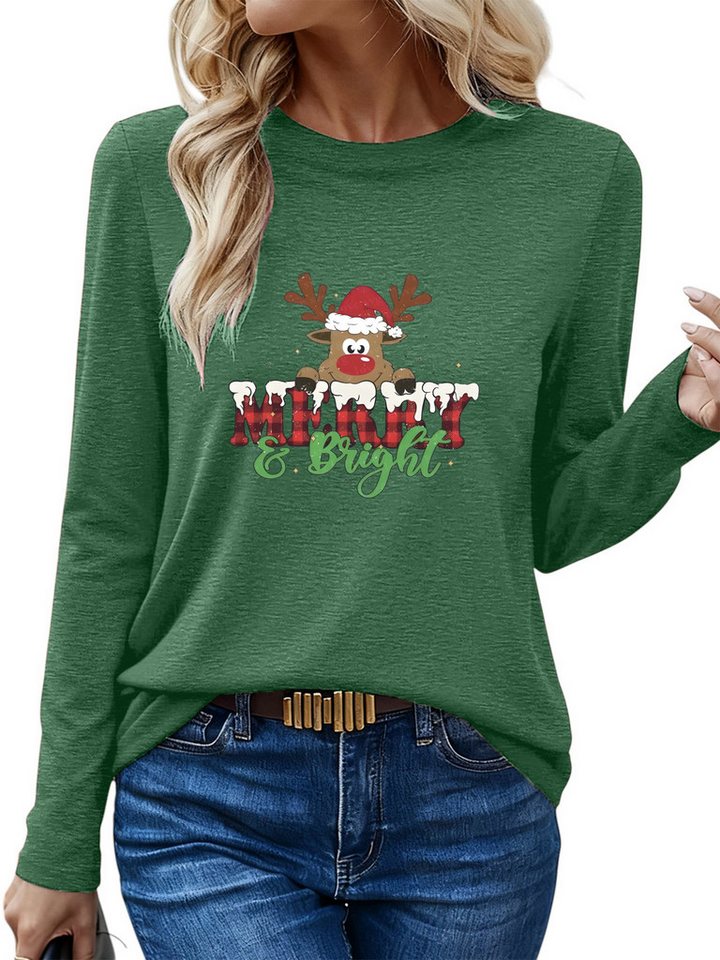 PYLIKE Longsleeve Weihnachten Damen Langarm Basic-Shirt mit ausgefallene Print Weihnachts-Sonderanfertigungen PYLIKE Longsleeve Weihnachten Damen Langarm Basic-Shirt mit ausgefallene Print Weihnachts-Sonderanfertigungen von PYLIKE
