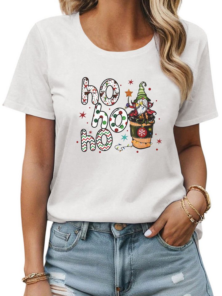 PYLIKE Print-Shirt Damen Bequemes Festlich T shirt mit Weihnachten Druck Weihnachten Special Feiertag tragen von PYLIKE