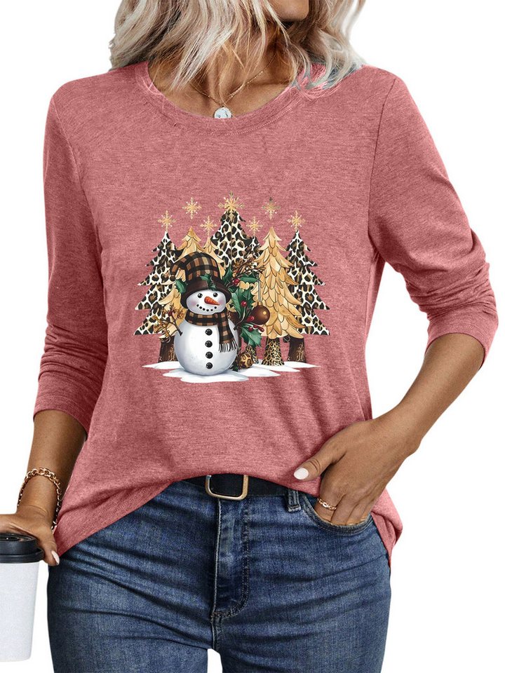 PYLIKE Print-Shirt Damen Langarm mit Weihnachten Druck bequemes Rundhalsshirt Weihnachts-Sonderanfertigungen PYLIKE Print-Shirt Damen Langarm mit Weihnachten Druck bequemes Rundhalsshirt Weihnachts-Sonderanfertigungen von PYLIKE