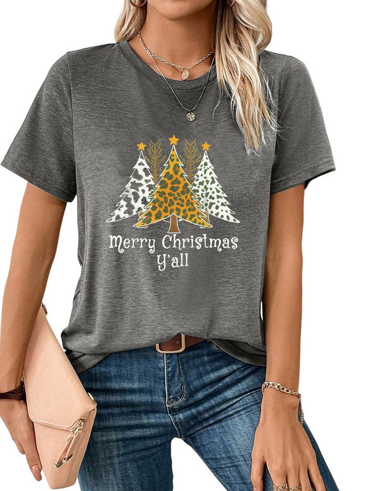 PYLIKE Print-Shirt Shirts Damen Weihnachten Animal Ausgefallene bequemes t shirt Weihnachten Special Feiertag tragen von PYLIKE