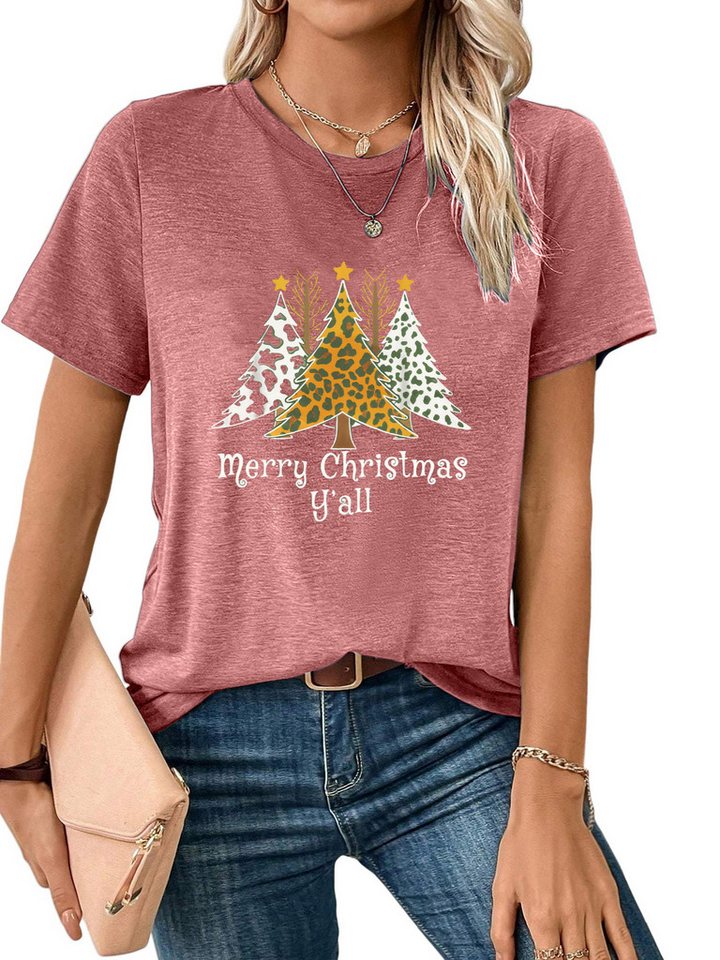 PYLIKE Print-Shirt Shirts Damen Weihnachten Animal Ausgefallene bequemes t shirt Weihnachten Special Feiertag tragen von PYLIKE