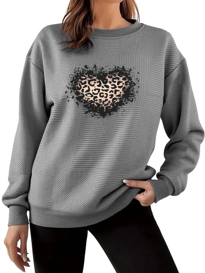 PYLIKE Rundhalspullover Bequemer Damen Pullover mit Animal Print Weitschnitt und Drop-Shoulder Feiner Strukturstoff,Warm in Herbst & Winter PYLIKE Rundhalspullover Bequemer Damen Pullover mit Animal Print Weitschnitt und Drop-Shoulder Feiner Strukturstoff,Warm in Herbst & Winter von PYLIKE