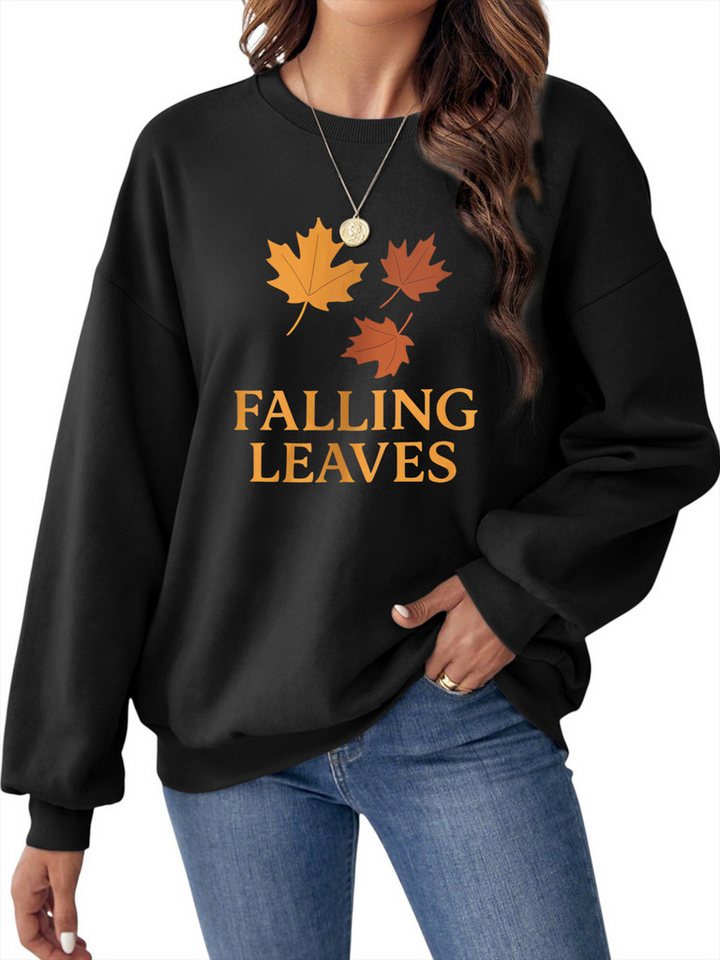 PYLIKE Rundhalspullover Damen Herbst und Winter Rundhalsausschnitt Sweatshirt mit Print Bequem für Herbst & Winter von PYLIKE