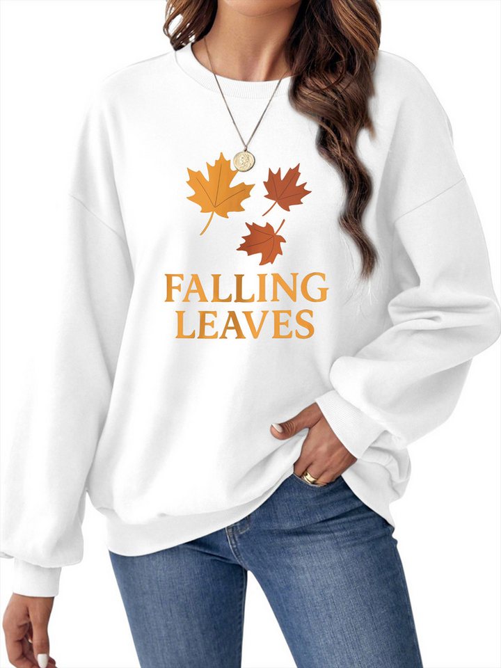 PYLIKE Rundhalspullover Damen Herbst und Winter Rundhalsausschnitt Sweatshirt mit Print Bequem für Herbst & Winter von PYLIKE
