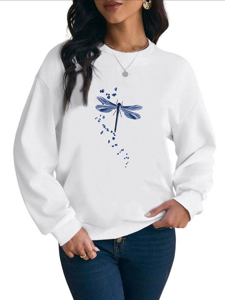 PYLIKE Rundhalspullover Damen Rundhals Sweatshirt mit Print & Flauschfutter für Herbst Winter Bequem für Herbst & Winter von PYLIKE