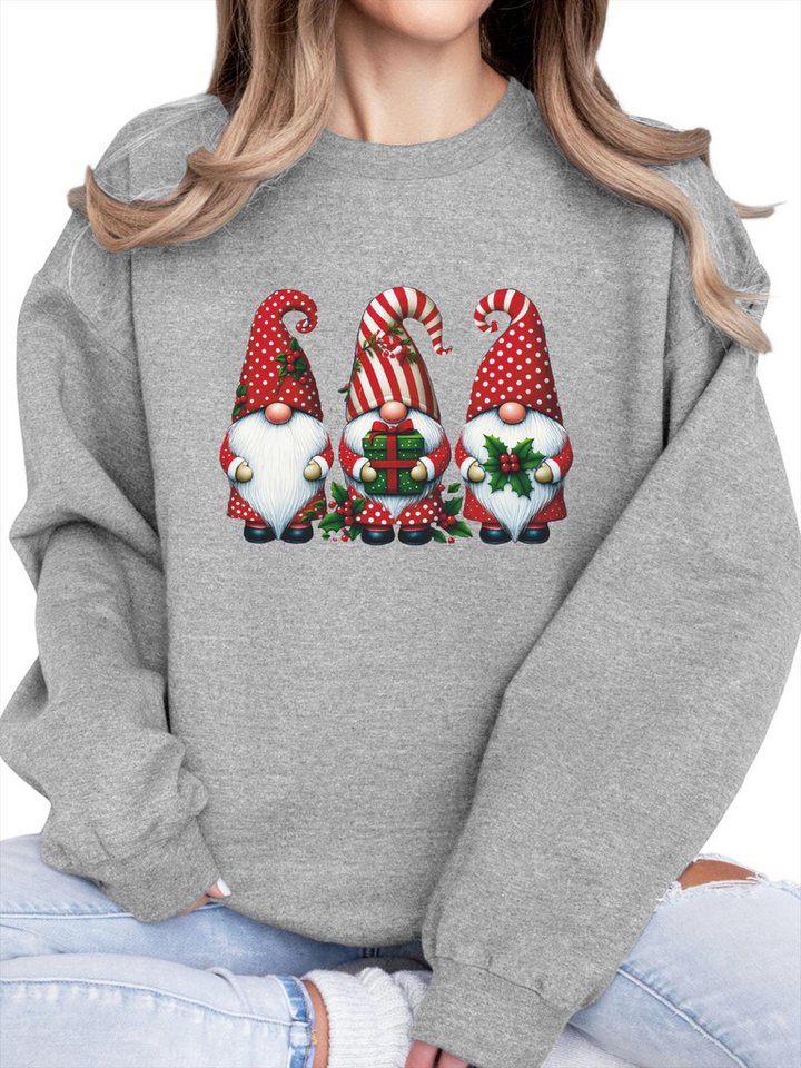 PYLIKE Rundhalspullover Fleecepullover Damen,Sweatshirt mit Weihnachten Print Festlich-WeihnachtenBequem für Herbst & Winter von PYLIKE