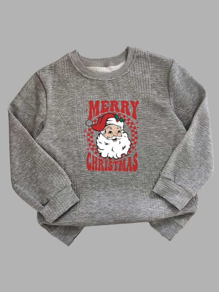 PYLIKE Rundhalspullover Kinder Baumwoll dünn langärmelig Pullover mit Weihnachtsmann Druck Für Kleinkinder, Jungen und Mädchen von PYLIKE