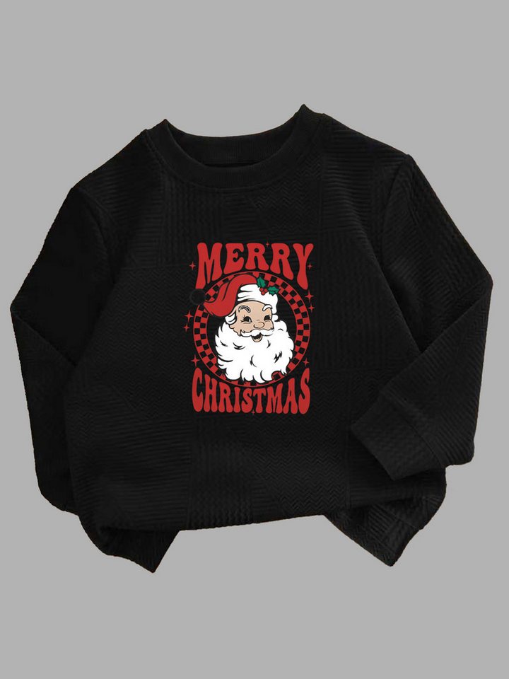 PYLIKE Rundhalspullover Kinder Baumwoll dünn langärmelig Pullover mit Weihnachtsmann Druck Für Kleinkinder, Jungen und Mädchen von PYLIKE