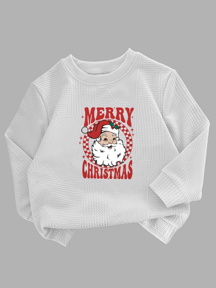 PYLIKE Rundhalspullover Kinder Baumwoll dünn langärmelig Pullover mit Weihnachtsmann Druck Für Kleinkinder, Jungen und Mädchen von PYLIKE