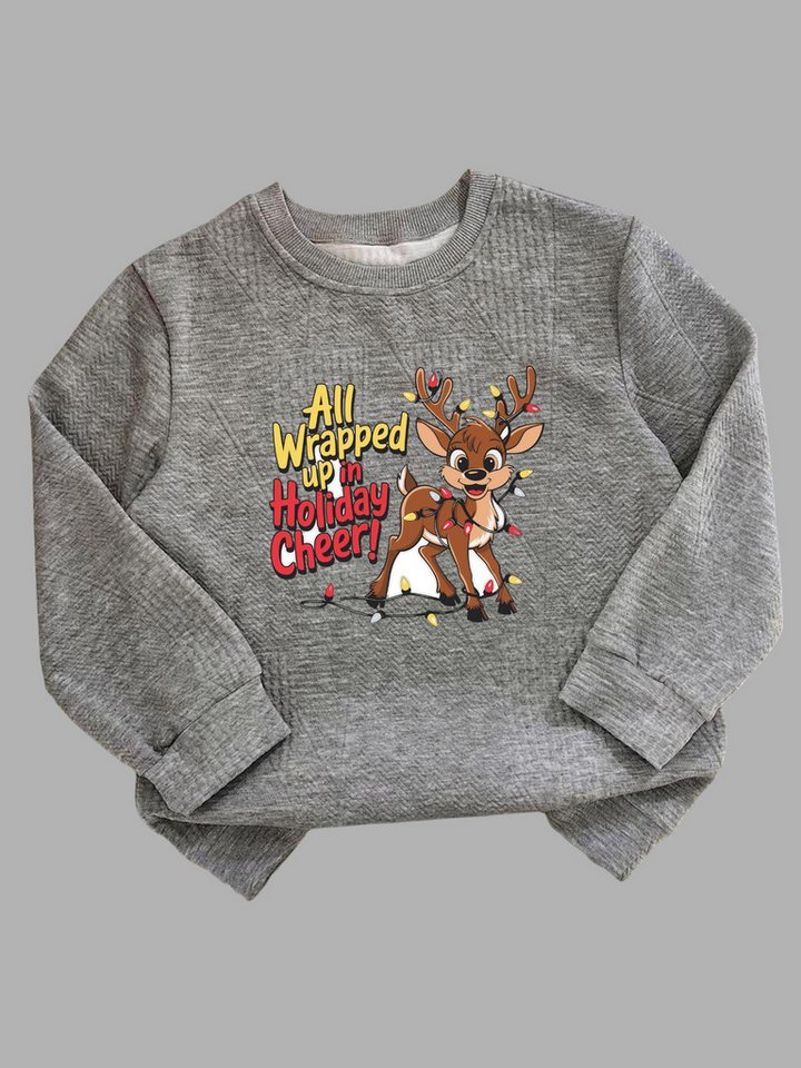PYLIKE Rundhalspullover Kinder Baumwolle Sweatshirt mit Weihnachten Elch Print Für Kleinkinder, Jungen und Mädchen von PYLIKE