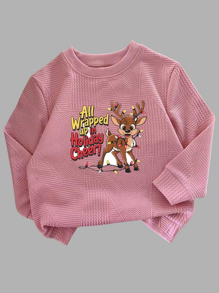 PYLIKE Rundhalspullover Kinder Baumwolle Sweatshirt mit Weihnachten Elch Print Für Kleinkinder, Jungen und Mädchen von PYLIKE