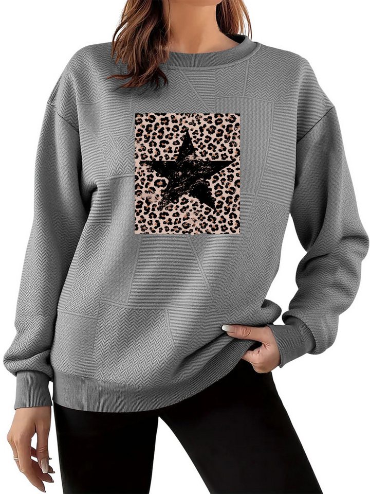 PYLIKE Rundhalspullover Lässiger Streetstyle-Pullover für Damen mit Animal-Druck Feiner Strukturstoff,Warm in Herbst & Winter PYLIKE Rundhalspullover Lässiger Streetstyle-Pullover für Damen mit Animal-Druck Feiner Strukturstoff,Warm in Herbst & Winter von PYLIKE
