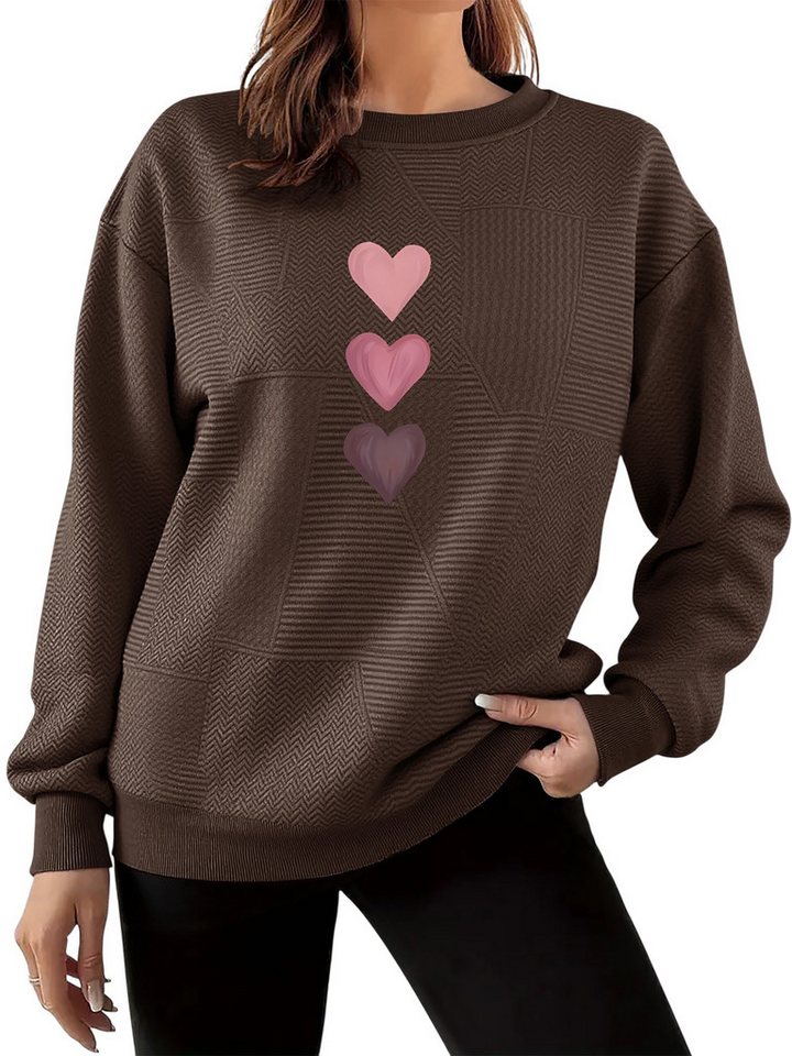 PYLIKE Rundhalspullover Lässiger Streetstyle-Pullover für Damen mit Liebe-Druck Feiner Strukturstoff,Warm in Herbst & Winter PYLIKE Rundhalspullover Lässiger Streetstyle-Pullover für Damen mit Liebe-Druck Feiner Strukturstoff,Warm in Herbst & Winter von PYLIKE