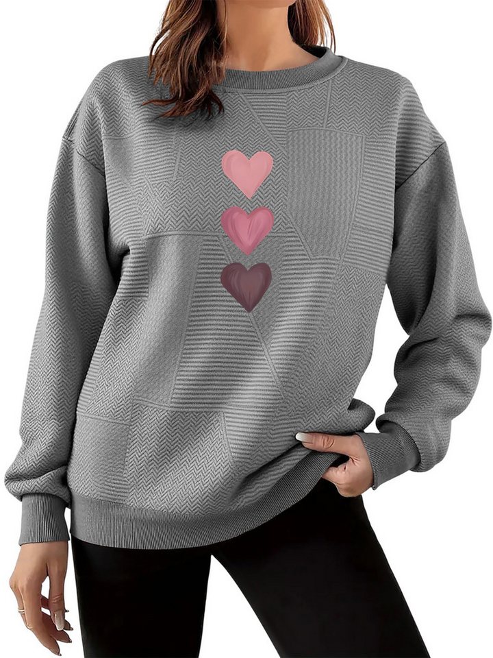 PYLIKE Rundhalspullover Lässiger Streetstyle-Pullover für Damen mit Liebe-Druck Feiner Strukturstoff,Warm in Herbst & Winter PYLIKE Rundhalspullover Lässiger Streetstyle-Pullover für Damen mit Liebe-Druck Feiner Strukturstoff,Warm in Herbst & Winter von PYLIKE