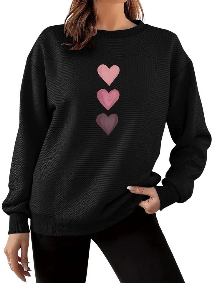 PYLIKE Rundhalspullover Lässiger Streetstyle-Pullover für Damen mit Liebe-Druck Feiner Strukturstoff,Warm in Herbst & Winter PYLIKE Rundhalspullover Lässiger Streetstyle-Pullover für Damen mit Liebe-Druck Feiner Strukturstoff,Warm in Herbst & Winter von PYLIKE