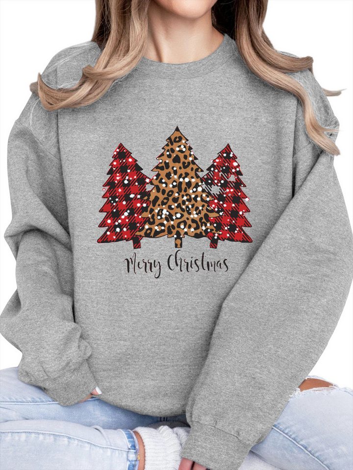 PYLIKE Rundhalspullover Lockeres Damen Oversized Sweatshirt, Weihnachten mit Dropped Shoulders Bequem für Herbst & Winter von PYLIKE