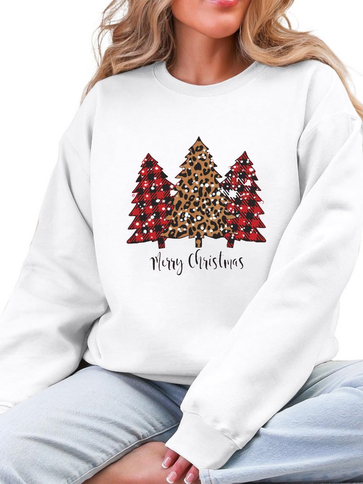 PYLIKE Rundhalspullover Lockeres Damen Oversized Sweatshirt, Weihnachten mit Dropped Shoulders Bequem für Herbst & Winter von PYLIKE