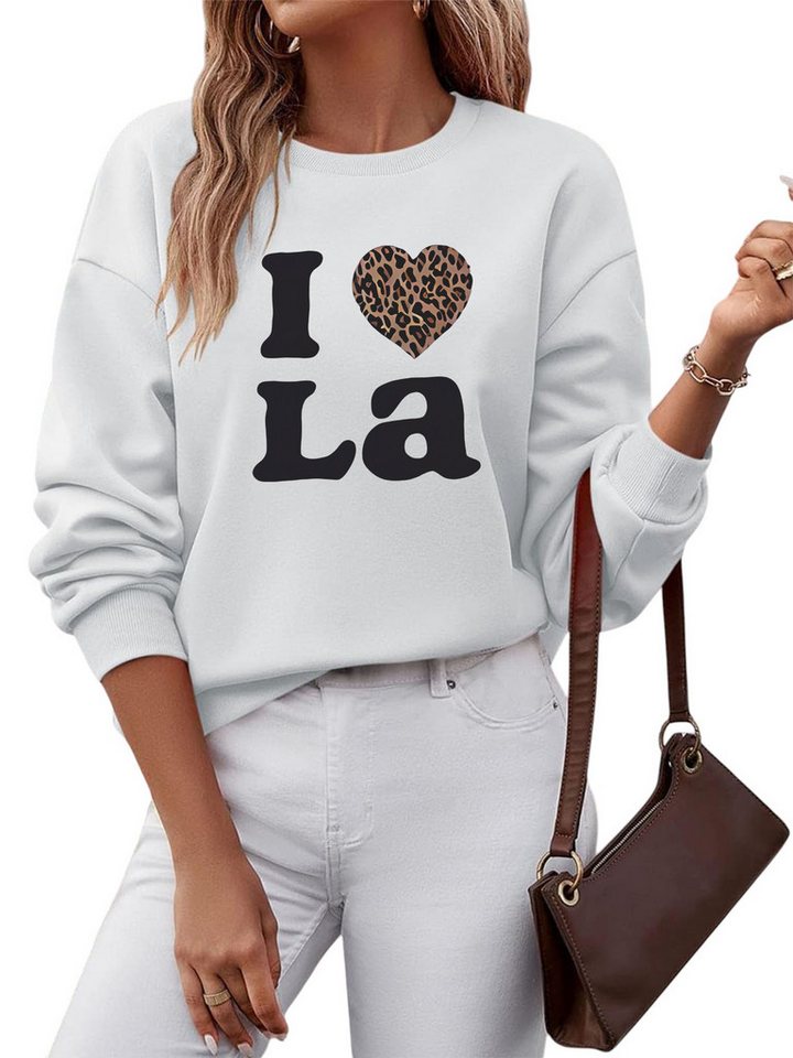 PYLIKE Rundhalspullover Lockeres Damen Sweatshirt Lässiger mit Animal Print Dropped Shoulders Bequem für Herbst & Winter PYLIKE Rundhalspullover Lockeres Damen Sweatshirt Lässiger mit Animal Print Dropped Shoulders Bequem für Herbst & Winter von PYLIKE