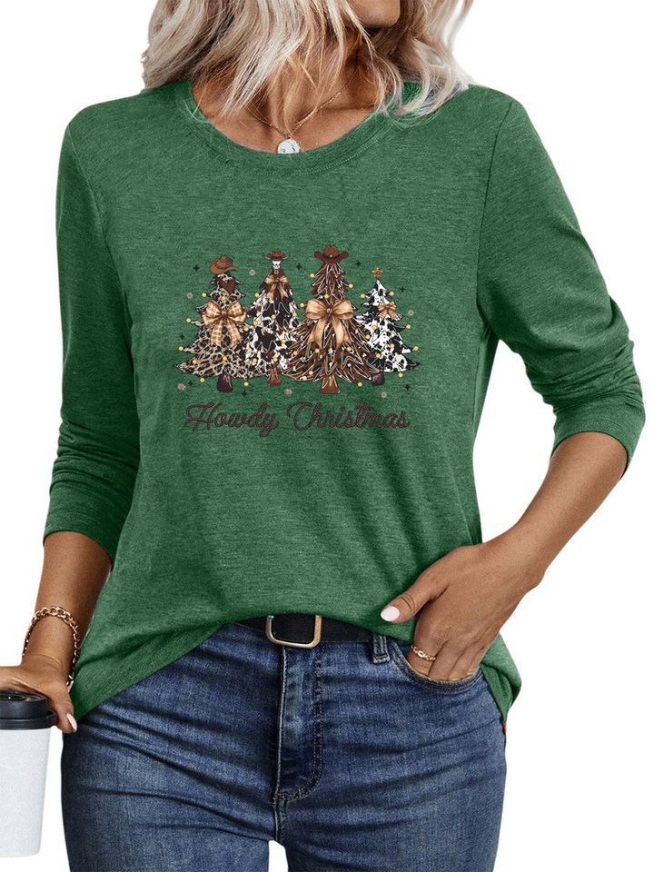 PYLIKE Rundhalsshirt Damen Herbst Weihnachten Basic Rundhalsshirt mit Langarm t shirt Weihnachts-Sonderanfertigungen PYLIKE Rundhalsshirt Damen Herbst Weihnachten Basic Rundhalsshirt mit Langarm t shirt Weihnachts-Sonderanfertigungen von PYLIKE