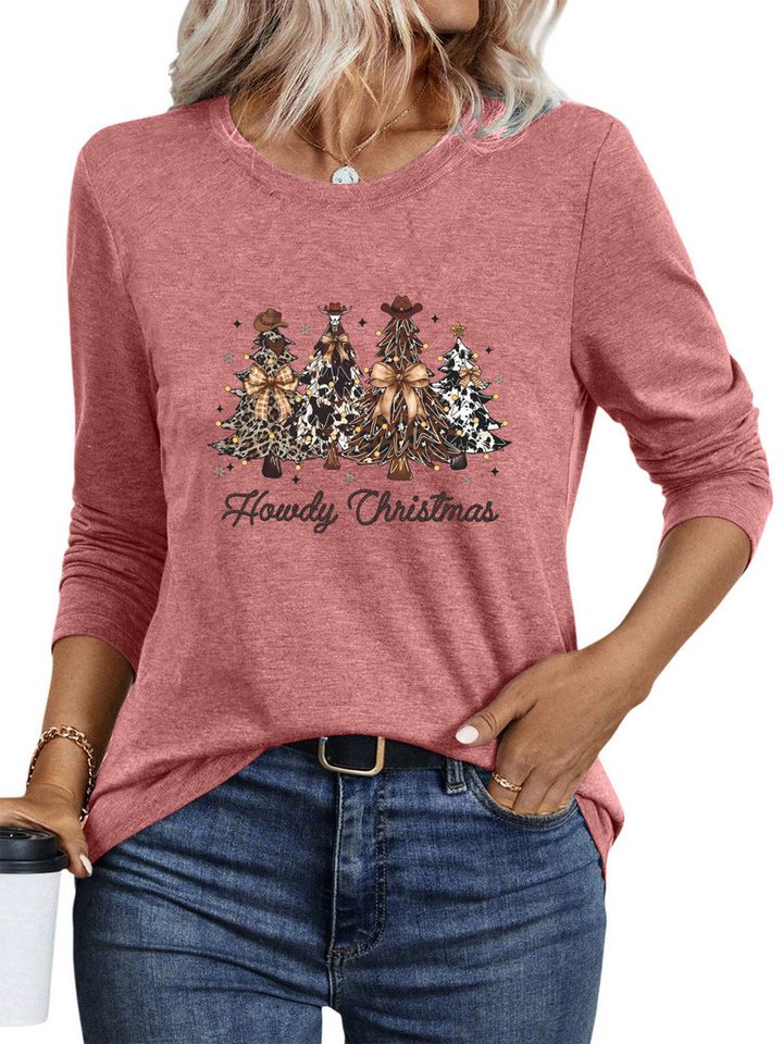 PYLIKE Rundhalsshirt Damen Herbst Weihnachten Basic Rundhalsshirt mit Langarm t shirt Weihnachts-Sonderanfertigungen PYLIKE Rundhalsshirt Damen Herbst Weihnachten Basic Rundhalsshirt mit Langarm t shirt Weihnachts-Sonderanfertigungen von PYLIKE