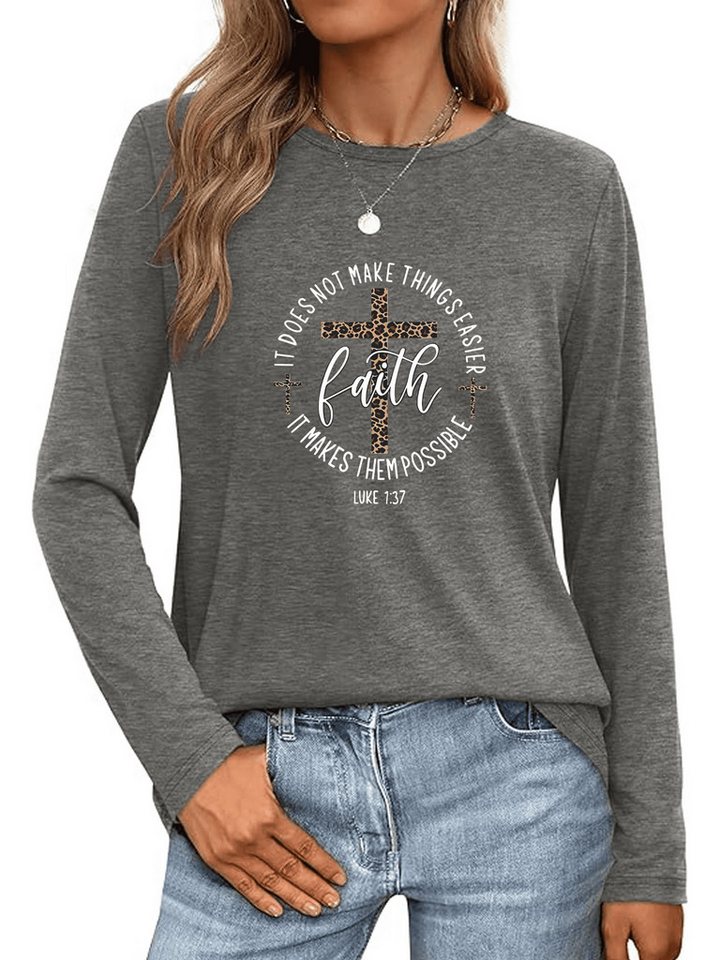 PYLIKE Rundhalsshirt Damen Herbst bequemes Casual Basic Rundhalsshirt mit Langarm t shirt Geeignet für den täglichen Gebrauch im Büro und zu Hause von PYLIKE