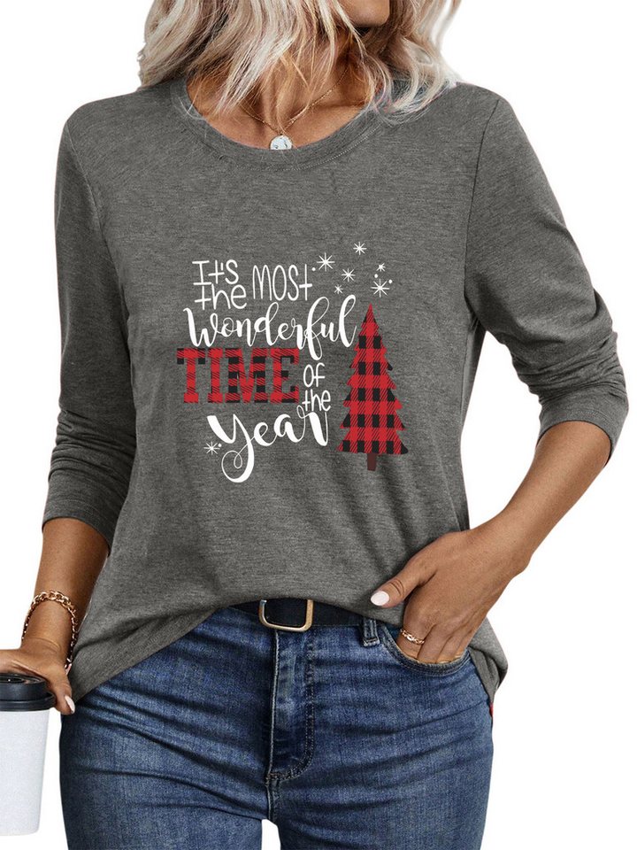 PYLIKE Rundhalsshirt Damen bequemes Festival Weihnachten Longsleeve Shirt Lockere Tops Weihnachts-Sonderanfertigungen PYLIKE Rundhalsshirt Damen bequemes Festival Weihnachten Longsleeve Shirt Lockere Tops Weihnachts-Sonderanfertigungen von PYLIKE