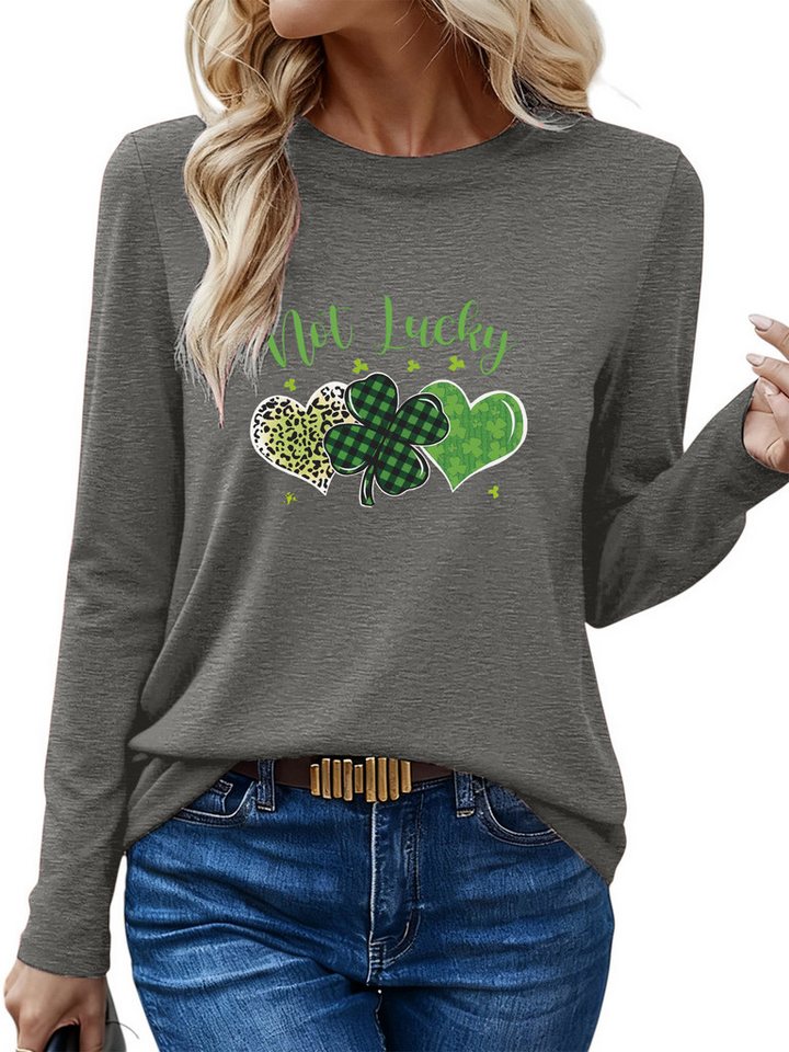 PYLIKE Rundhalsshirt Damen bequemes Langarmshirts Locker Klee Print-Shirt Geeignet für den täglichen Gebrauch im Büro und zu Hause PYLIKE Rundhalsshirt Damen bequemes Langarmshirts Locker Klee Print-Shirt Geeignet für den täglichen Gebrauch im Büro und zu Hause von PYLIKE