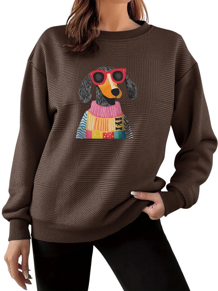 PYLIKE Sweatshirt Bequemer Damen-Pullover mit Weitschnitt und Drop-Shoulder Feiner Strukturstoff,Warm in Herbst & Winter von PYLIKE