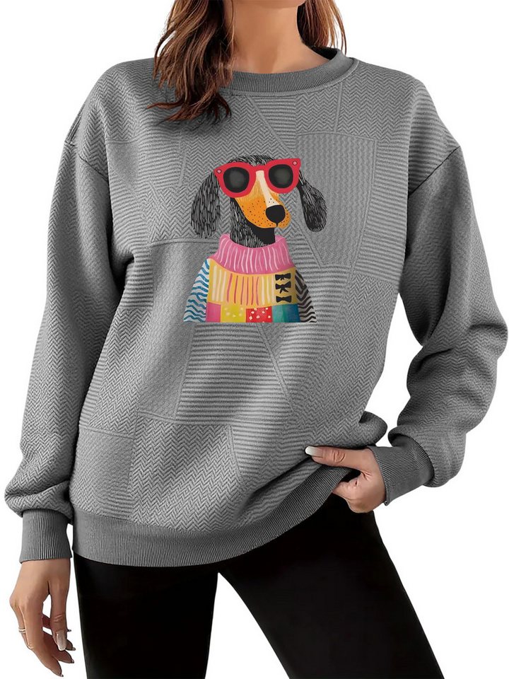 PYLIKE Sweatshirt Bequemer Damen-Pullover mit Weitschnitt und Drop-Shoulder Feiner Strukturstoff,Warm in Herbst & Winter von PYLIKE