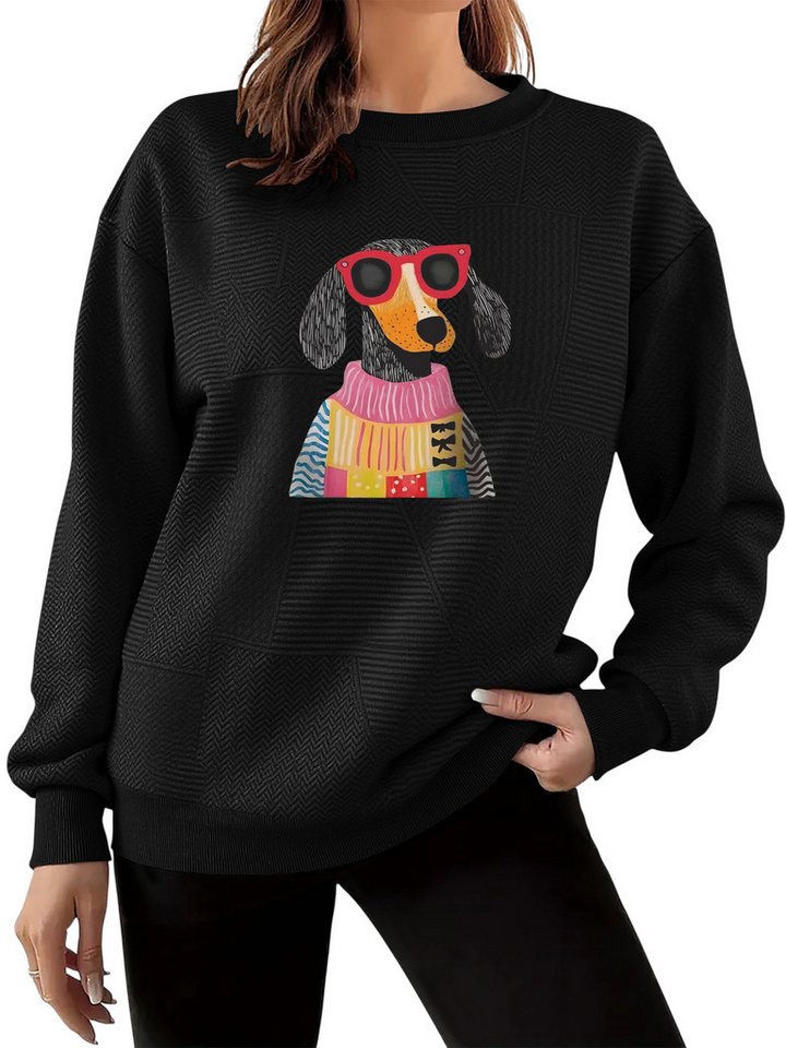 PYLIKE Sweatshirt Bequemer Damen-Pullover mit Weitschnitt und Drop-Shoulder Feiner Strukturstoff,Warm in Herbst & Winter von PYLIKE