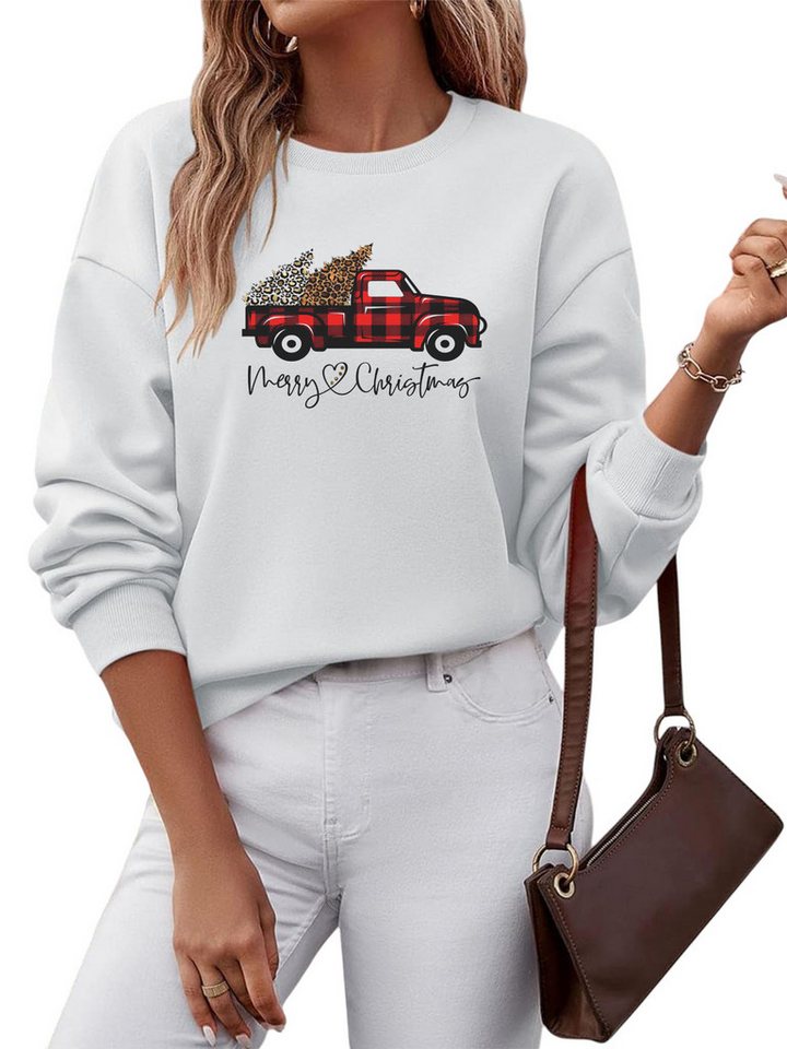 PYLIKE Sweatshirt Damen Festlich Sweatshirts mit Druck,Langarm Lose Pullover Top von PYLIKE