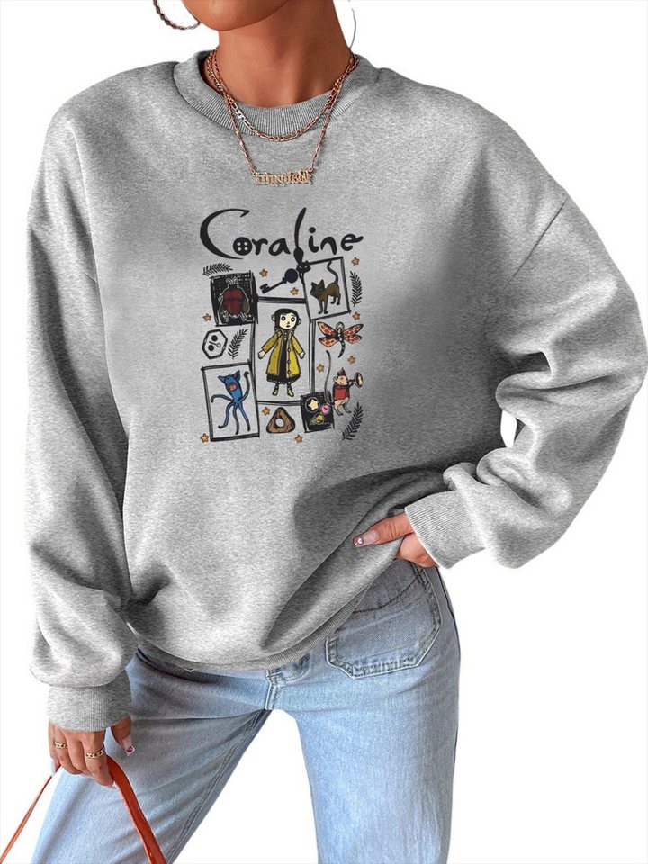 PYLIKE Sweatshirt Damen Pullover mit Print, loose Fleecepullove für Herbst Winter Bequem für Herbst & Winter von PYLIKE