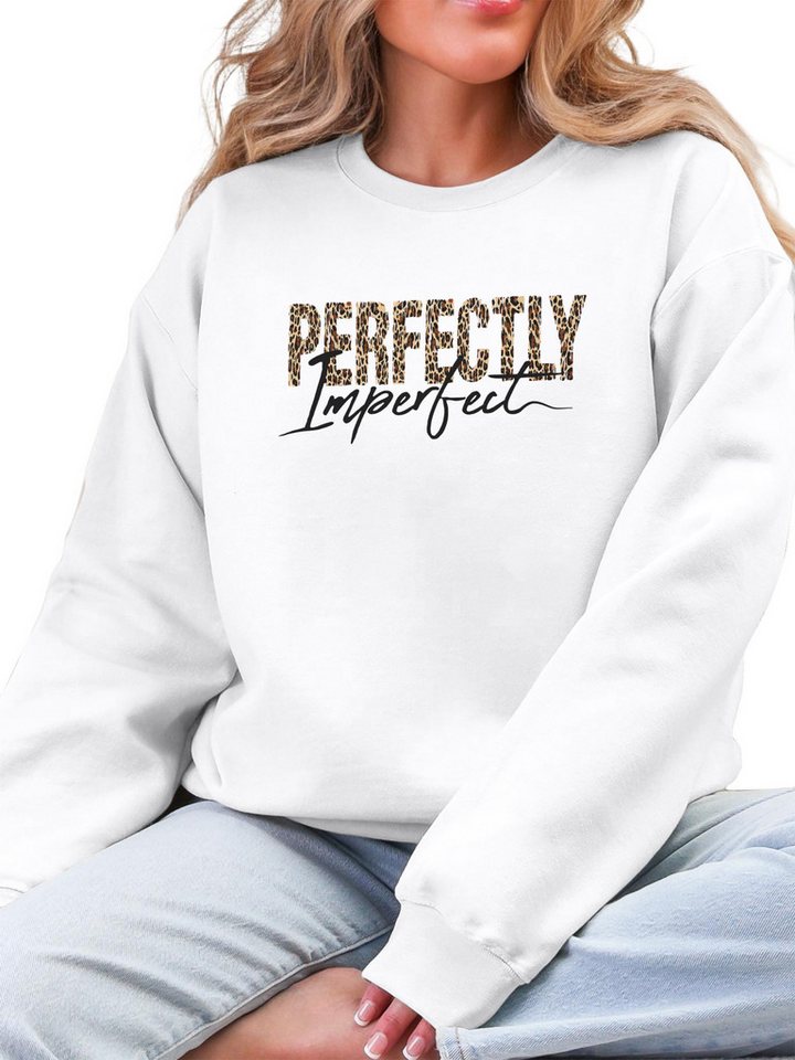 PYLIKE Sweatshirt Damen Rundhals Sweatshirt mit Animal Print & Flauschfutter für Winter Besondere Weihnachts-Outfits von PYLIKE