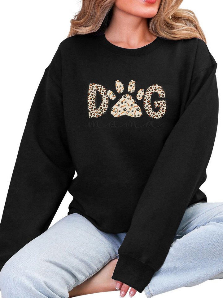 PYLIKE Sweatshirt Damen Rundhalsausschnitt Oversized Sweatshirt mit Animal Print Bequem für Herbst & Winter von PYLIKE