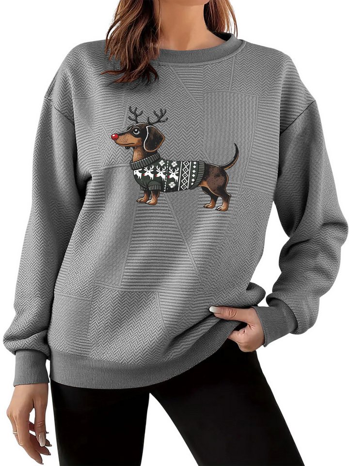 PYLIKE Sweatshirt Damen Sweatshirt für den Herbst mit Print Feiner Strukturstoff,Warm in Herbst & Winter von PYLIKE