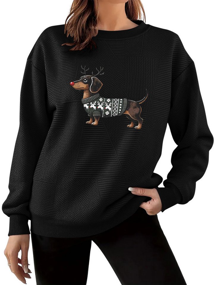 PYLIKE Sweatshirt Damen Sweatshirt für den Herbst mit Print Feiner Strukturstoff,Warm in Herbst & Winter von PYLIKE