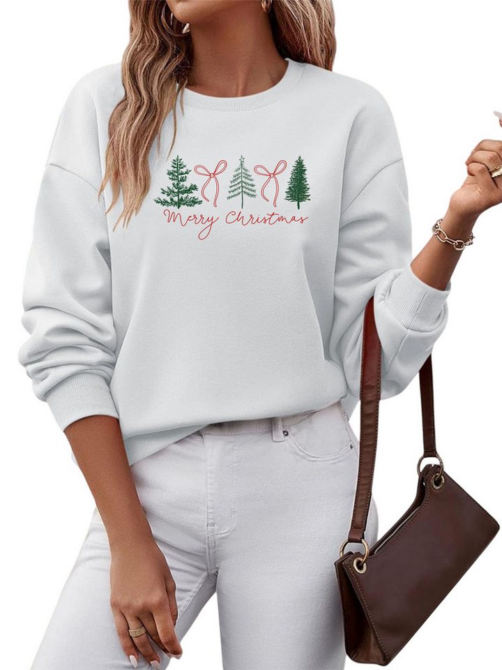 PYLIKE Sweatshirt Damen Sweatshirts mit Weihnachten Druck,Langarm Lose Pullover Besondere Weihnachts-Outfits von PYLIKE