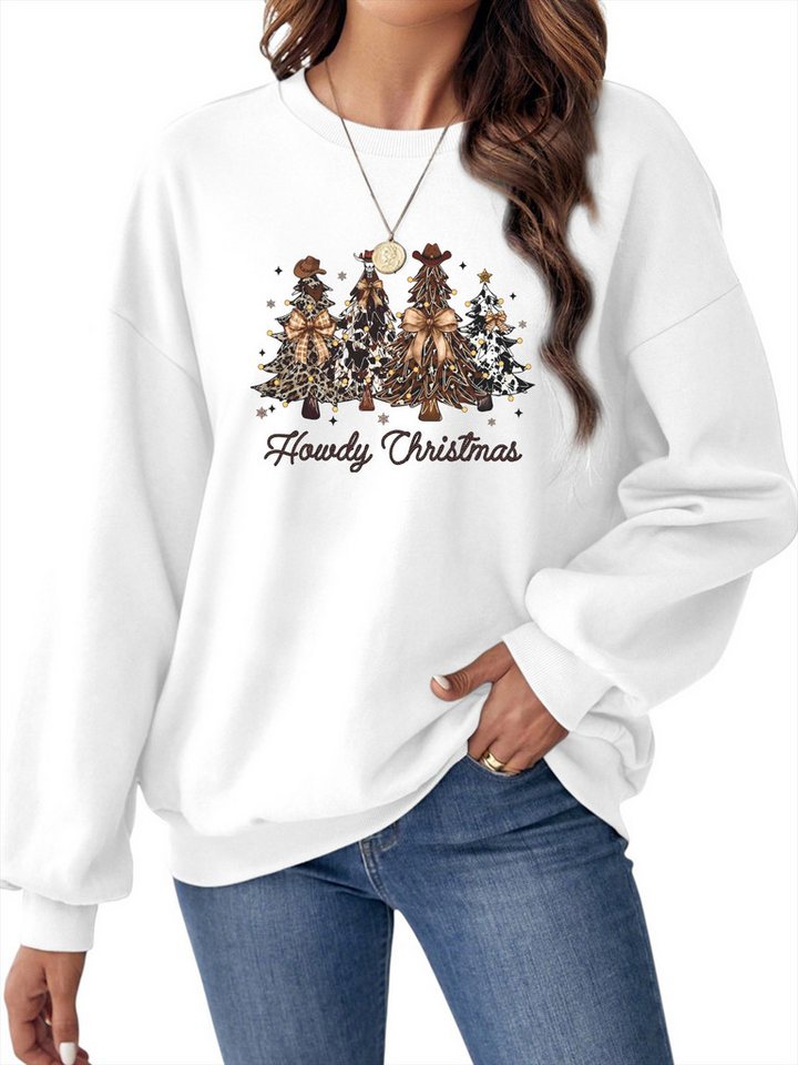 PYLIKE Sweatshirt Damen Weihnachten Sweatshirt, LOOSE Festival mit Dropped Shoulders Bequem für Weihnachten Herbst & Winter von PYLIKE