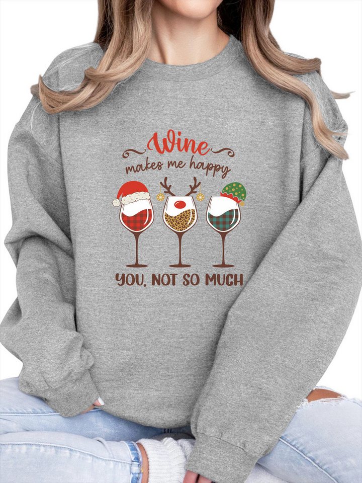 PYLIKE Sweatshirt Damen Weihnachten Sweatshirt, Lässiger Festival mit Dropped Shoulders Bequem für Weihnachten Herbst & Winter von PYLIKE