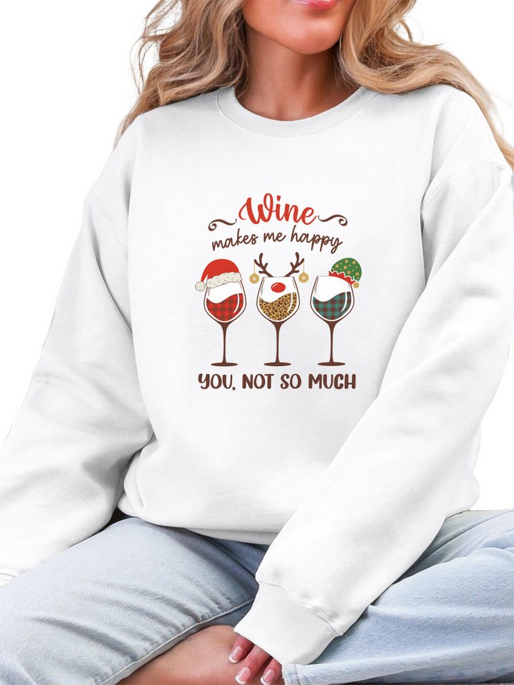 PYLIKE Sweatshirt Damen Weihnachten Sweatshirt, Lässiger Festival mit Dropped Shoulders Bequem für Weihnachten Herbst & Winter von PYLIKE