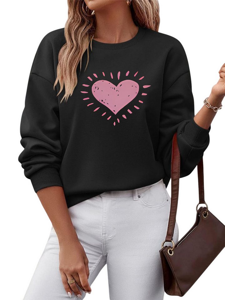 PYLIKE Sweatshirt Fleecepullover Damen,Sweatshirt mit Liebe Print,Langarm Lockerem Fit Bequem für Herbst & Winter PYLIKE Sweatshirt Fleecepullover Damen,Sweatshirt mit Liebe Print,Langarm Lockerem Fit Bequem für Herbst & Winter von PYLIKE