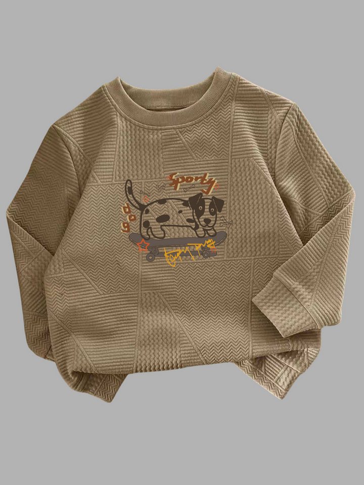 PYLIKE Sweatshirt Kinder Baumwoll Basic Sweatshirt mit Cartoon-Welpe Druck Für Kleinkinder, Jungen und Mädchen von PYLIKE