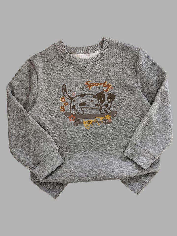 PYLIKE Sweatshirt Kinder Baumwoll Basic Sweatshirt mit Cartoon-Welpe Druck Für Kleinkinder, Jungen und Mädchen von PYLIKE