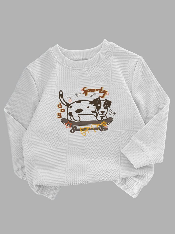 PYLIKE Sweatshirt Kinder Baumwoll Basic Sweatshirt mit Cartoon-Welpe Druck Für Kleinkinder, Jungen und Mädchen von PYLIKE