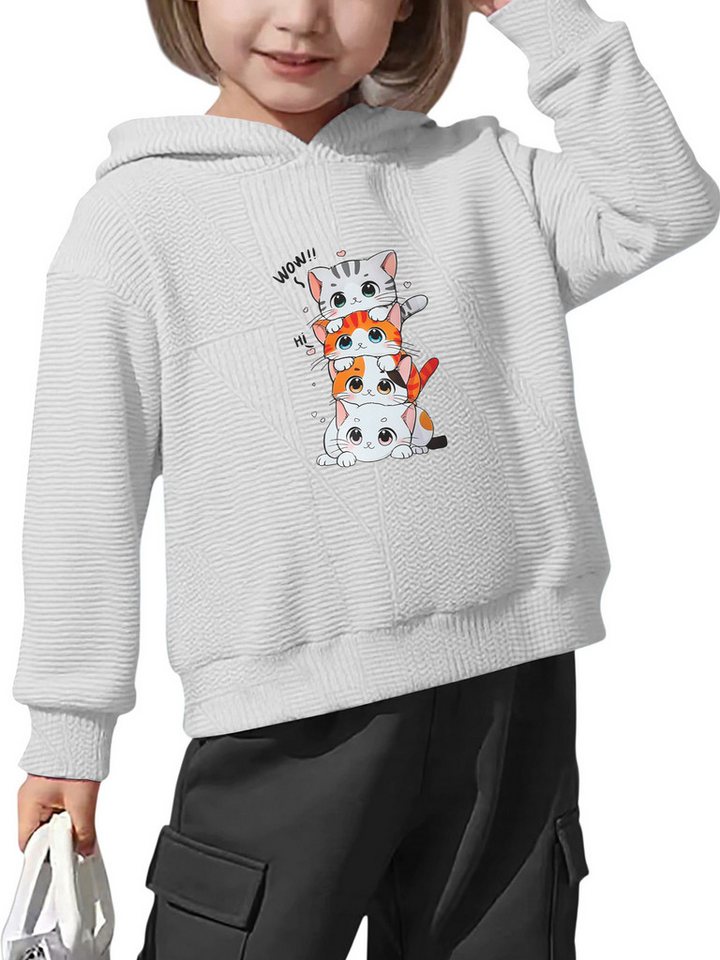 PYLIKE Sweatshirt Kinder Baumwolle Kapuzenpullover mit Süße Katze Print Für Kleinkinder, Jungen und Mädchen von PYLIKE